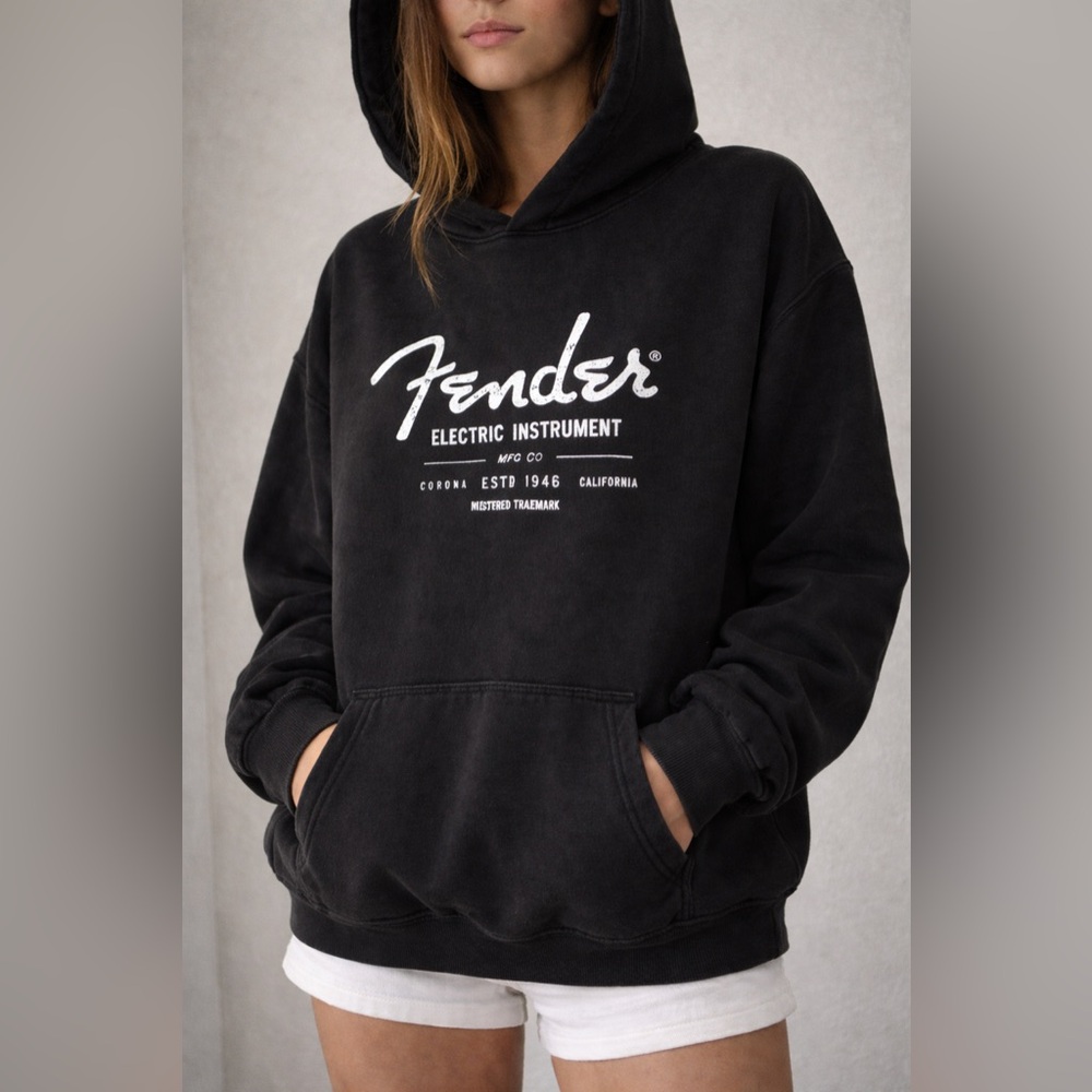 Fender Black Vintage Inspired Graphic Hoodie